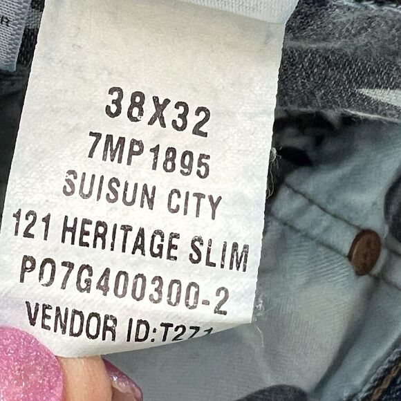 Lucky Brand Mens Size 38x32 Blue Denim 121 Heritage Slim Medium Wash Jeans - Picture 8 of 16